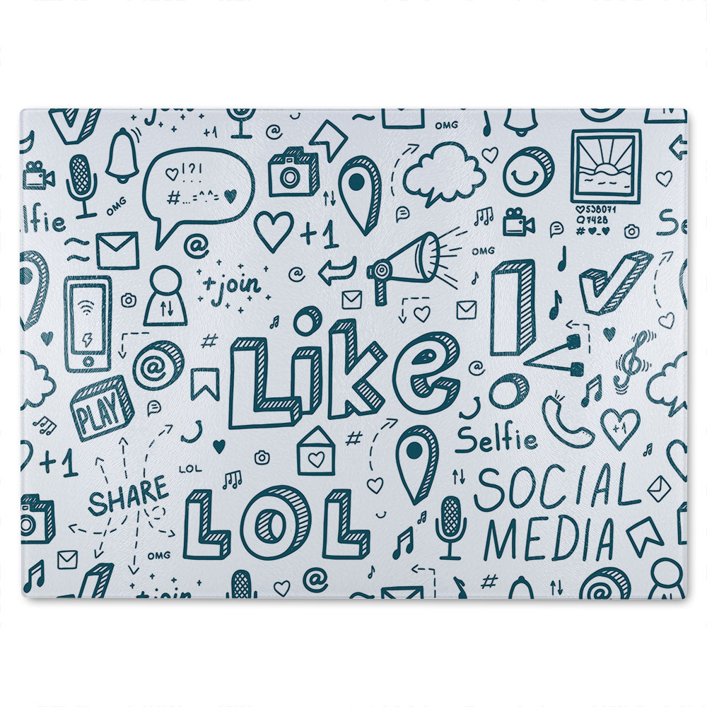 Social Media Glass Chopping Board