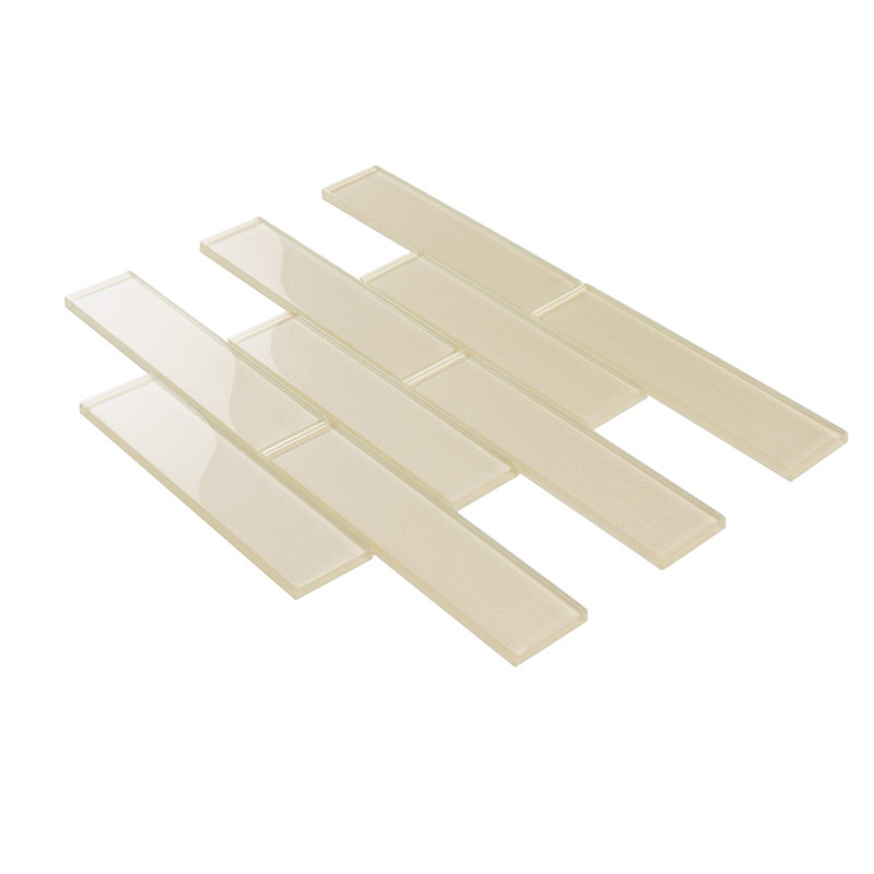2X8 Subway Glass Mosaic Tile, White
