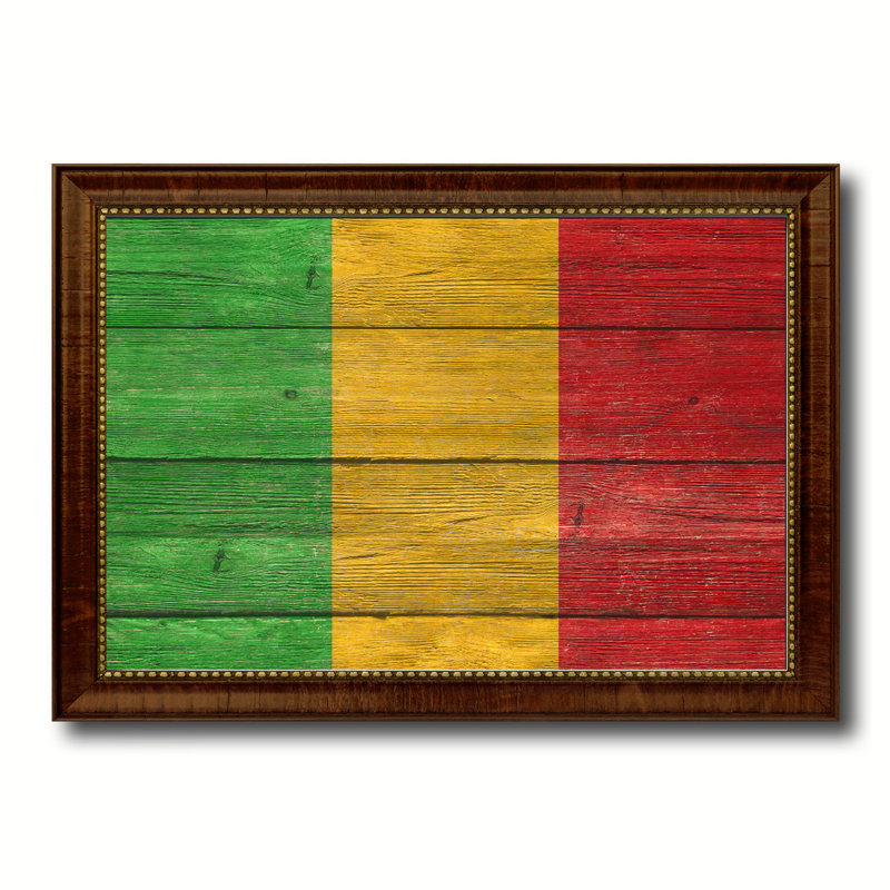 « mali country flag », impression sur toile encadrée, H 15 po x l 21 po x P 1 po, Brun