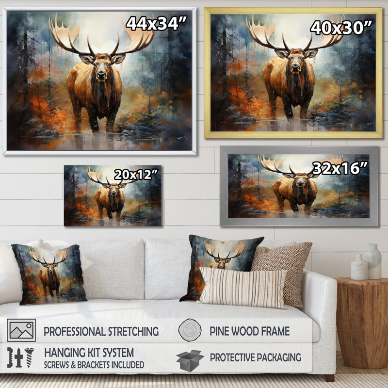Canada Majestic Moose II, reproduction d'art sur toile, H 30 po x l 40 po x P 1,5 po, Cadre photo blanc