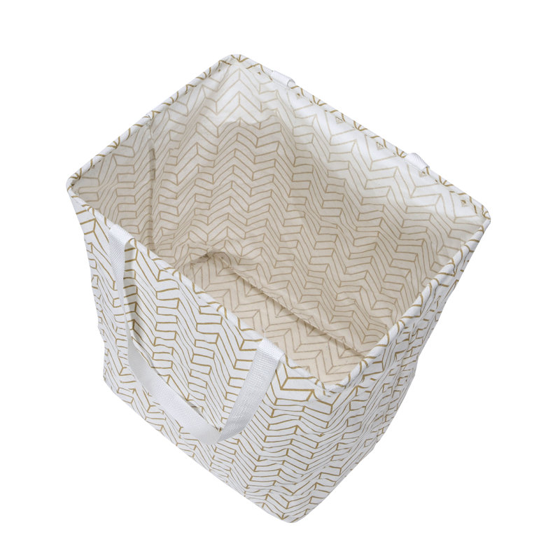Krush Container Rectangular Laundry Bag with Handles, Tan Chevron, Tan Chevron