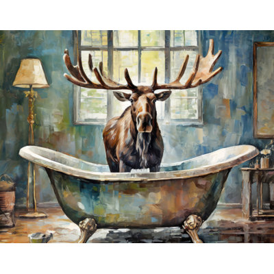 "Moose Bathaign" sur toile