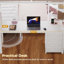 Lit simple superposé au dessus d'un lit double avec bureau, station de charge, lumières à DEL, tiroirs et tablettes de rangement, blanc-564892029-555136152