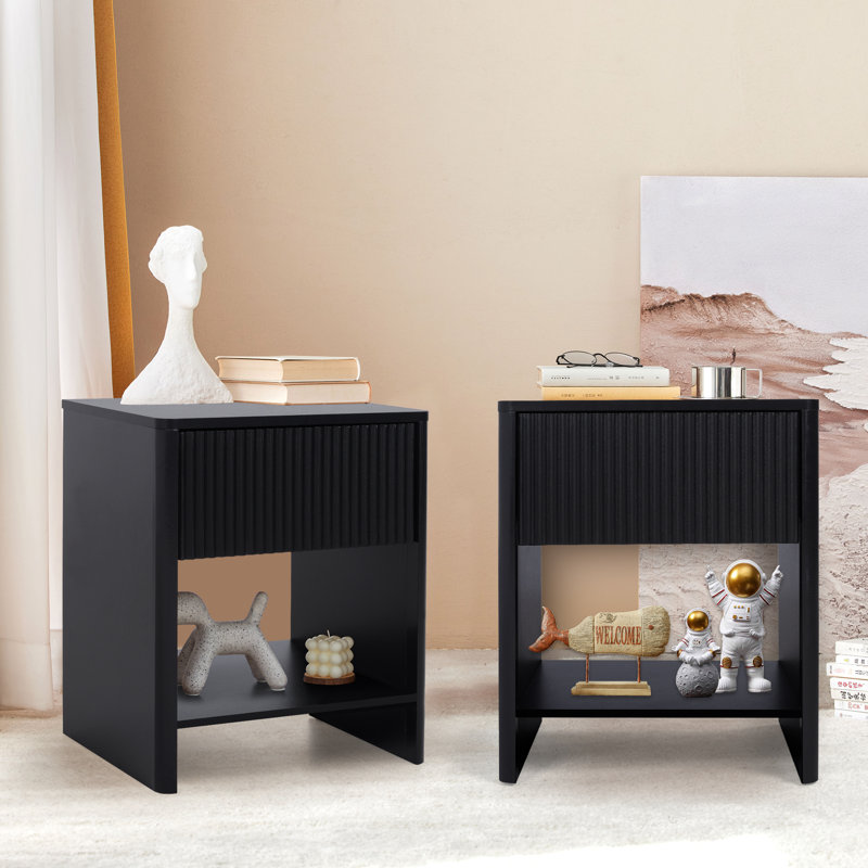 Yusdel 2 - Drawer End Table Set, Black