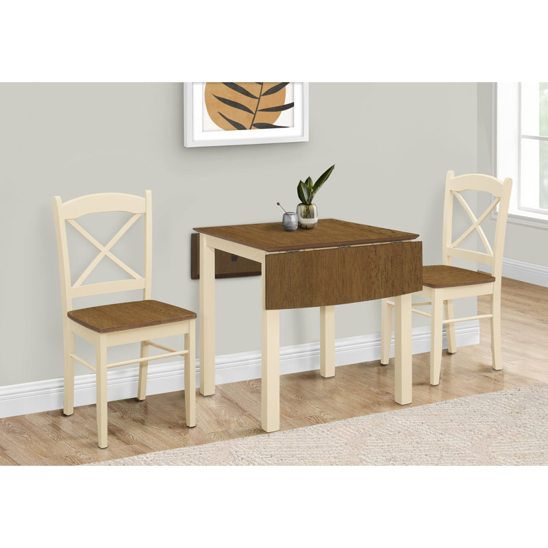 Keiauna Extendable Solid Wood Base Dining Table, Oak Top/ Cream Base