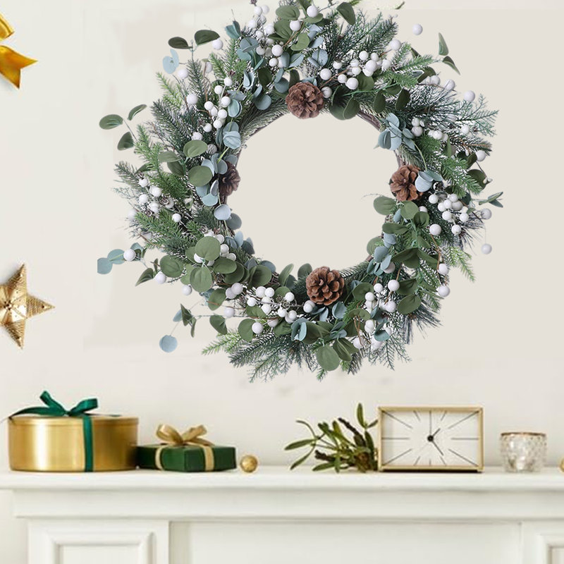 Pinecone Eucalyptus Wreath, 20", Green