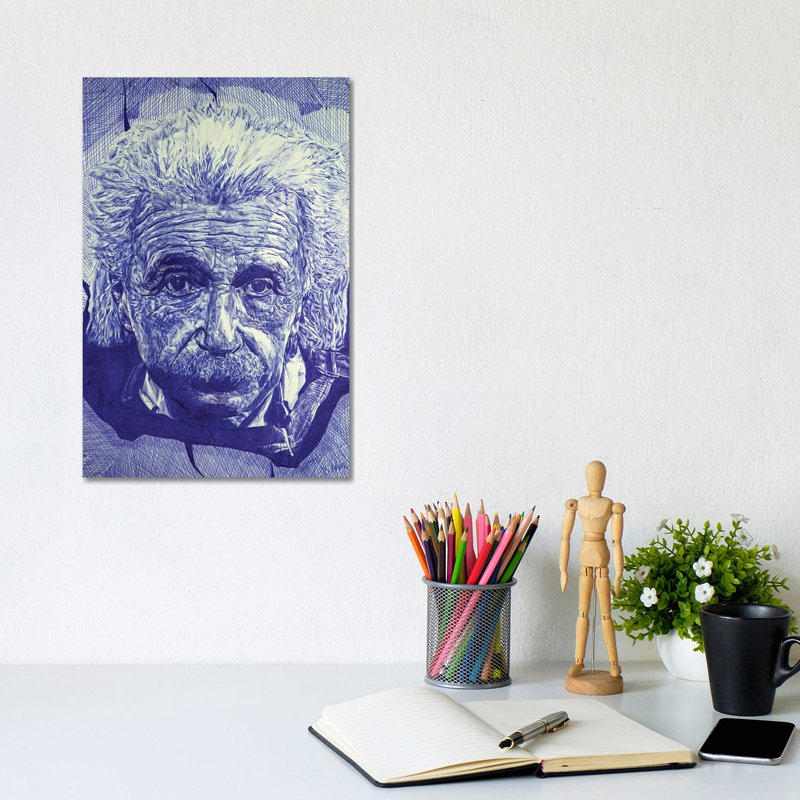 Einstein Ballpoint Pen by Ben Heine - Wrapped Canvas Painting, 20.32 cm H x 30.48 cm W