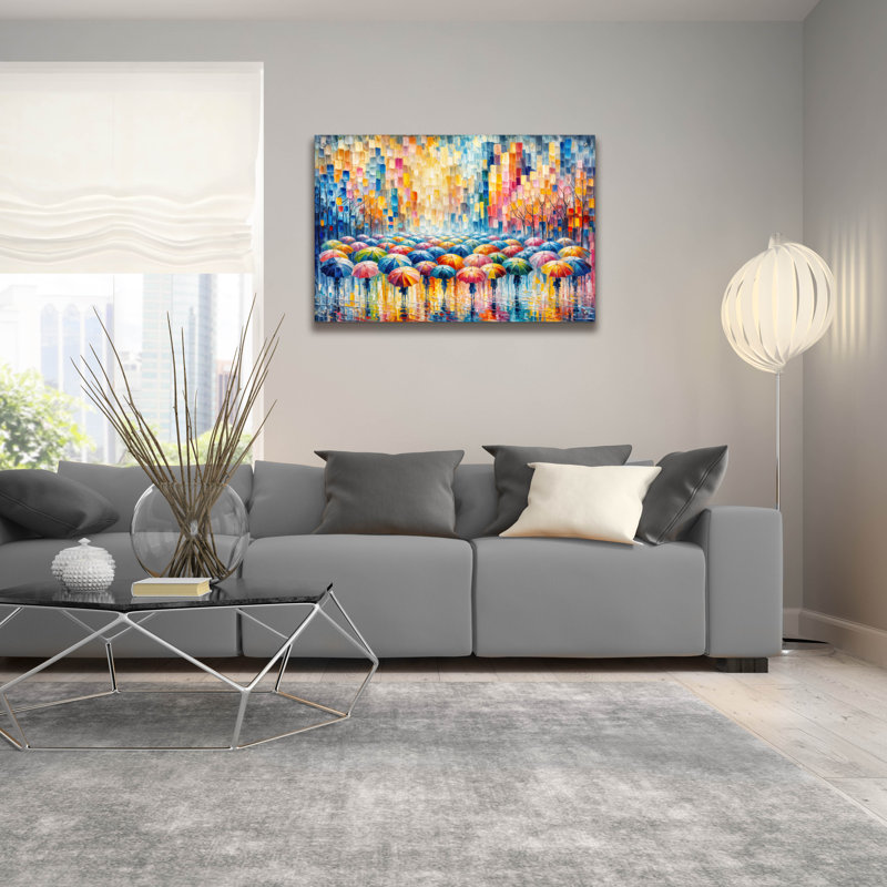  «Colorful Umbrellas 2» par Rey Klimt, art mural en verre acrylique, 36 po x 24 po, H 24 po x l 36 po