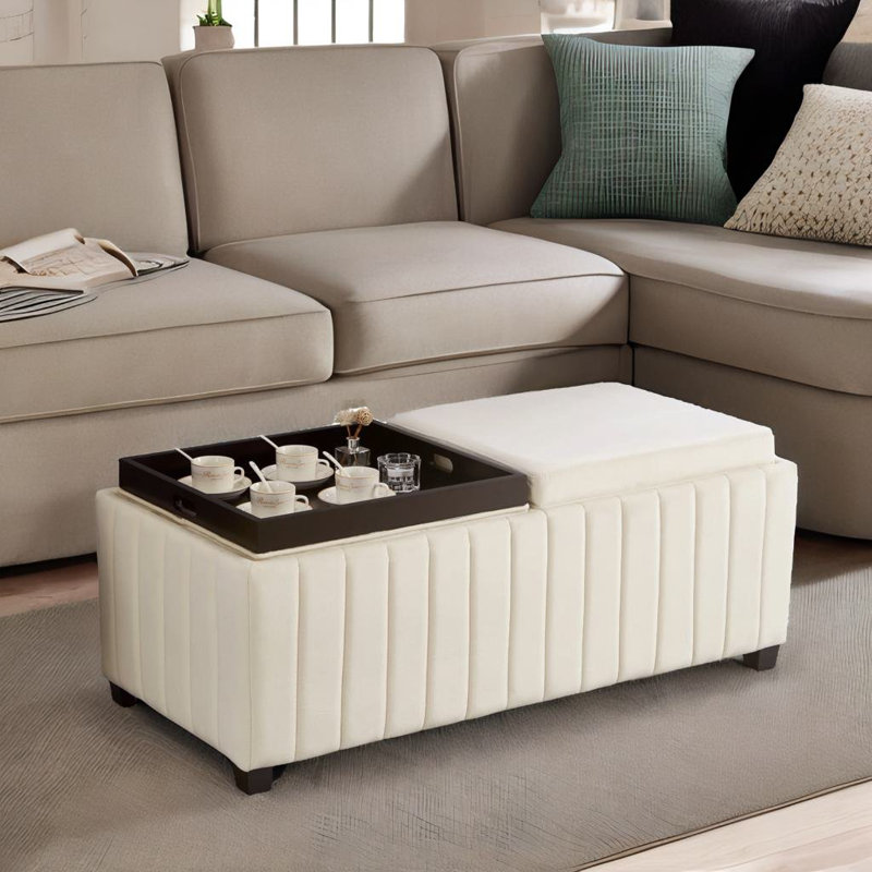 Repose-pieds rectangulaire avec rangement de 46,5 po Breshawna