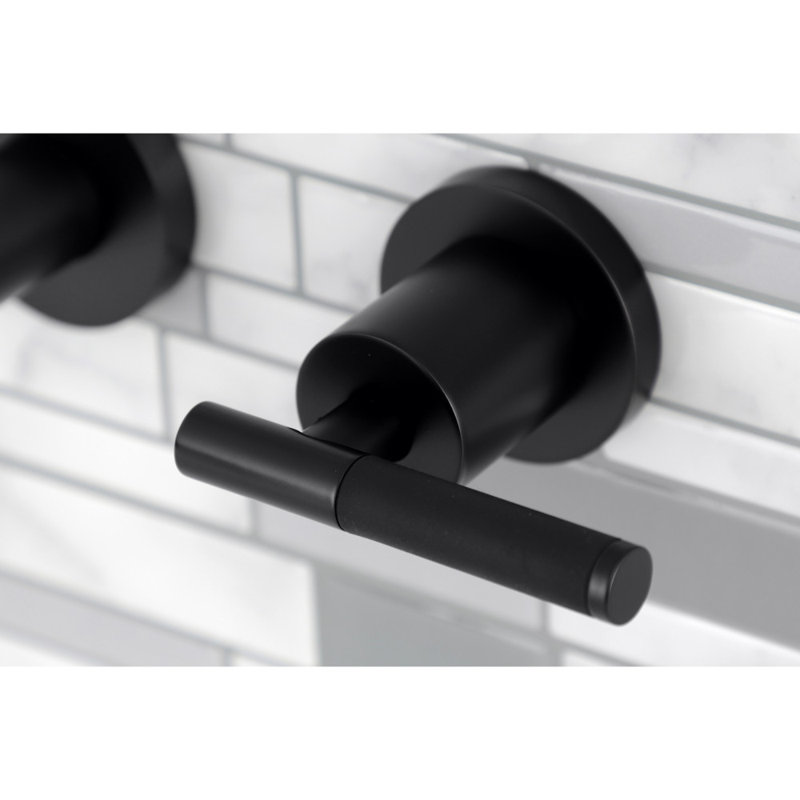 Matte Black Wall-Mount Roman Tub Faucet with Dual Handles