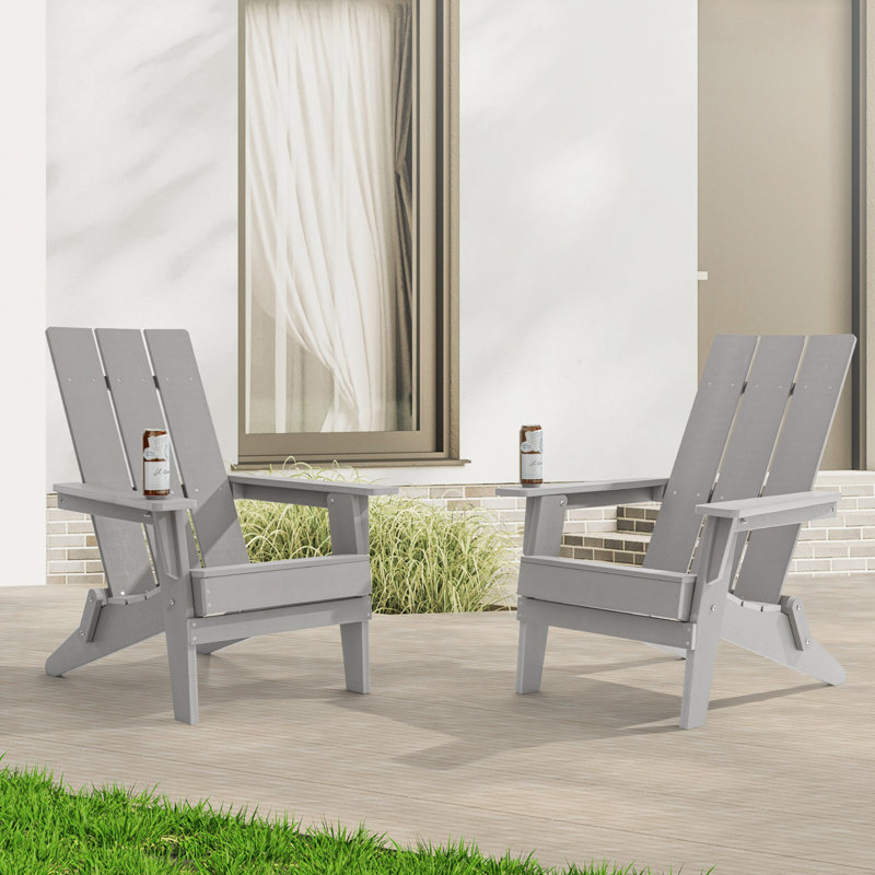 Chaise Adirondack pliable Fairlough HiPS, Gris clair