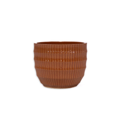 Coral Striped Ceramic Product Planter For Terrace, Garden, Window Sill, Etc. (4 Pieces)