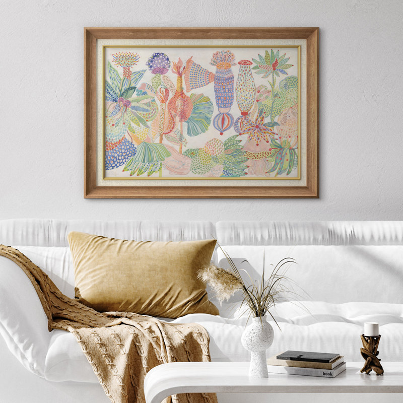 Motif botanique coloré, images de salon, impression sur toile encadrée, H 26 po x l 36 po