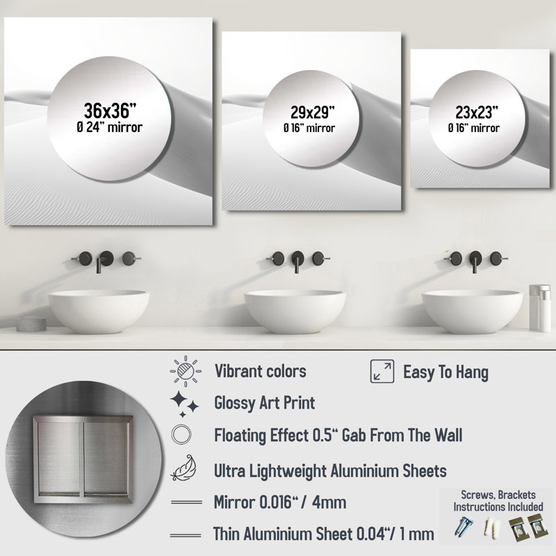 Flaminio - Grand miroir carré minimaliste pour décoration murale, 29 po x 29 po