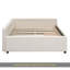 Lit plateforme tapissier double avec USB et 2 tiroirs, beige-2035398760