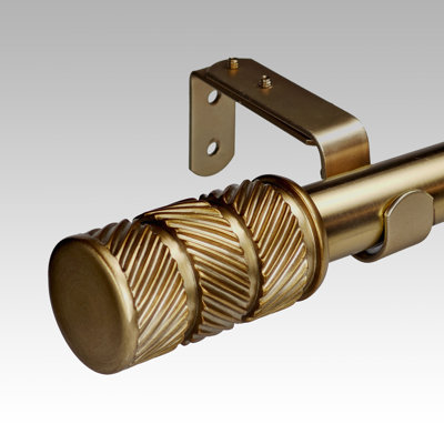  Azura 1-1/8 Inch  Adjustable Single Gold Drapery Rod With Finials