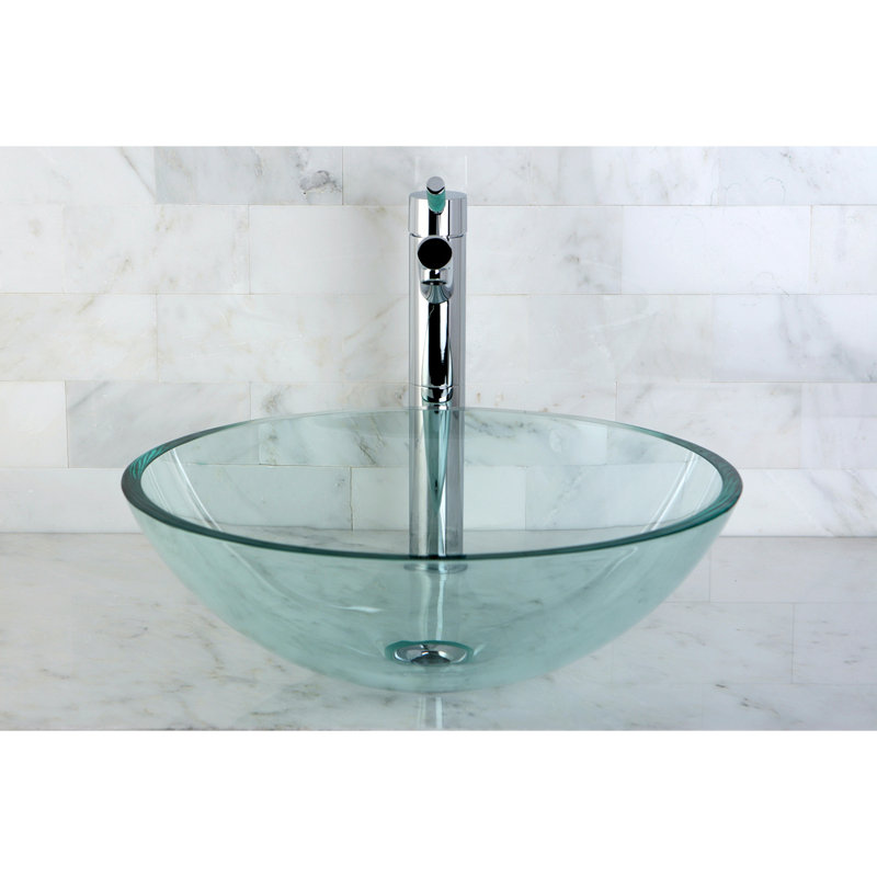Kingston Brass Templeton Tempered Glass Round Vessel Sink