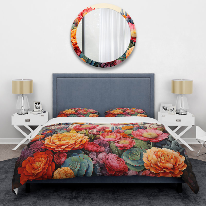 Ensemble de housse de couette Desert Cacti Garden IV - Desert, Housse de couette pour grand lit et 2 taies décor