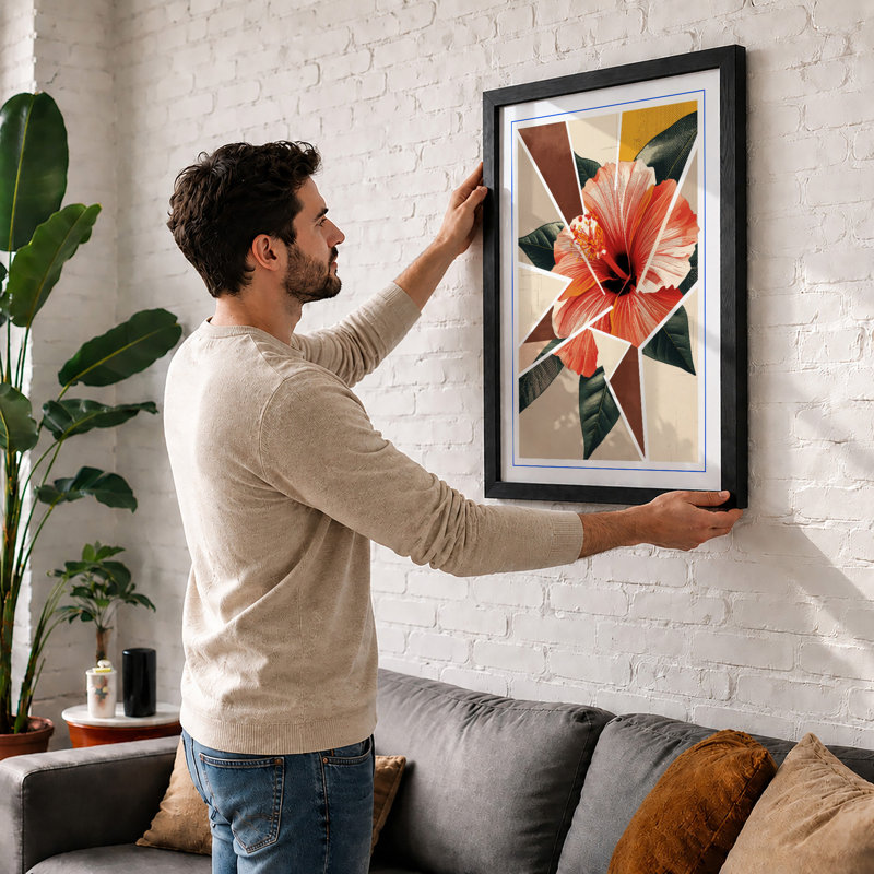 Hibiscus in Bloom Botanical - Framed Print, Unframed, A2 - 59.4 x 42.0 cm