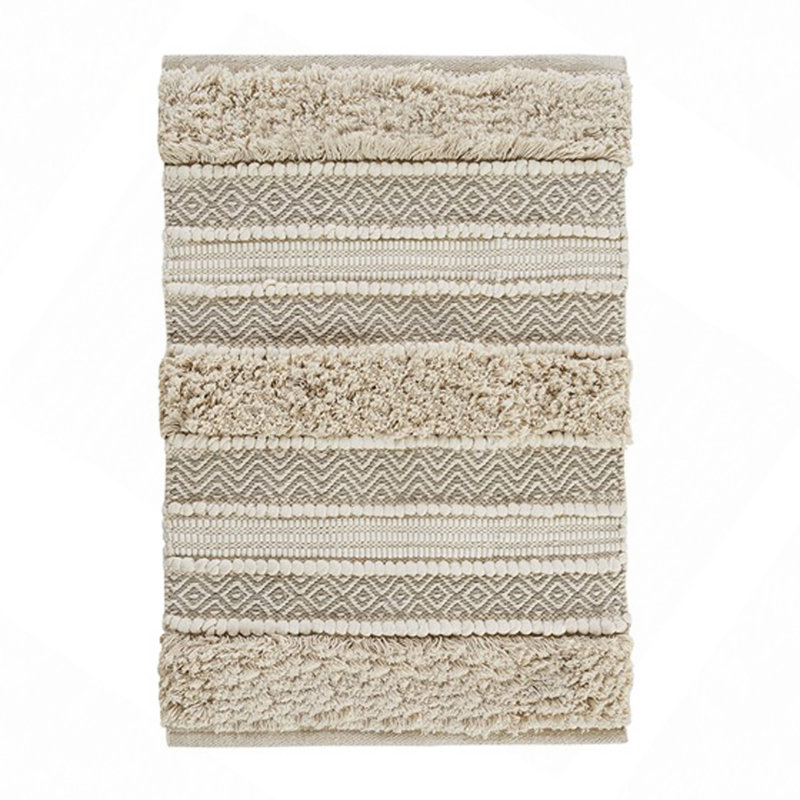 Woven Texture Stripe Bath Rug 22X58", Taupe