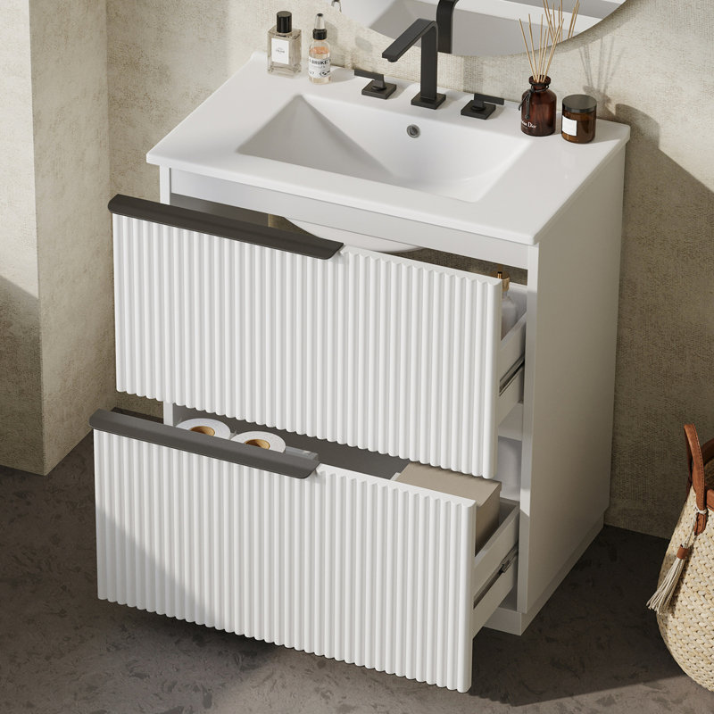 Meuble-lavabo 30 po avec lavabo en céramique, Blanc