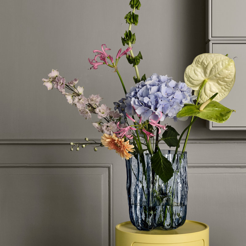 Grand vase craquelé, Bleu, H 10,63 po x l 7,87 po x P 7,87 po
