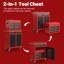 Coffre à outils, armoire de rangement à outils à 5 tiroirs avec coffre à outils amovible, doublure, roues verrouillables universelles, tablette réglable, mécanisme de verrouillage, chariot à outils en métal, outils de 154 pièces