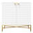 Modern White 2 - Door Accent Cabinet With Tapered Metal Feet, Straight Lines And A Contemporary Aesthetic, Raised Diamond Pattern, Elegant Brass Legs, Adjustable Pegs, Fast Build, Adds Storage To