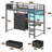 Twin Loft Bed With L-shaped Desk And 7 Storage Drawers,metal Twin Size Loft Bed For Led Lights And Charging Station, Safety Guardrail And Ladder,no Box Spring Needed, Black-936655610-927317986