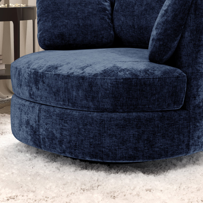 Fauteuil d'appoint pivotant avec repose-pieds de rangement, Marine