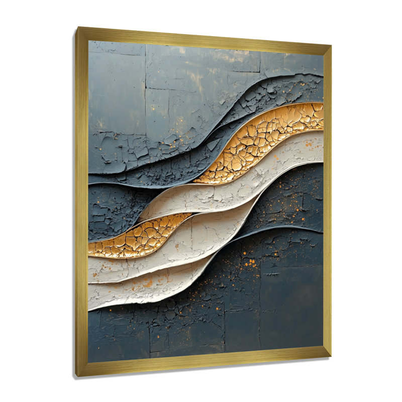 Sobieski - art mural abstrait, H 40 po x l 30 po, Reproduction encadrée d'une seule photo, Doré