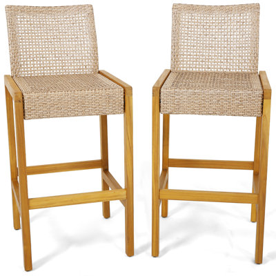 Earlston Acacia Outdoor 30'' Bar Stool