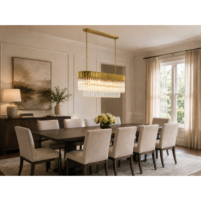 Lustre ovale moderne en cristal 12 lumières, Laiton