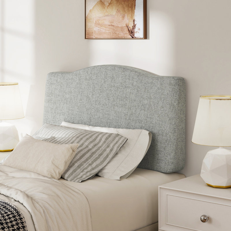 Upholstered Linen Headboard with Adjustable Height, Light Gray, Twin