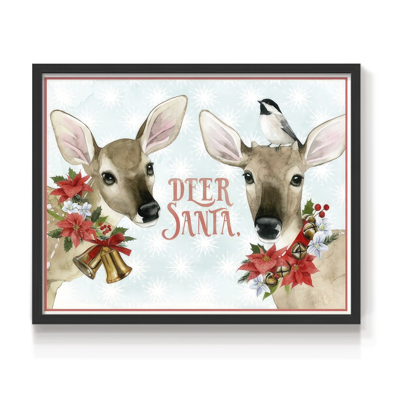 Deer Christmas Collection A - Reproduction encadrée - Restickable, Noir, noir, noir, noir, H 16 po x l 20 po