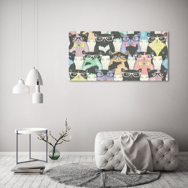 Cats With Glasses - Wrapped Canvas Print