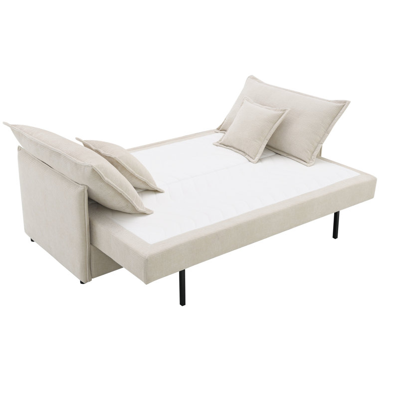 Canapé-lit modulaire 2 places beige - Tissu de construction et de soutien