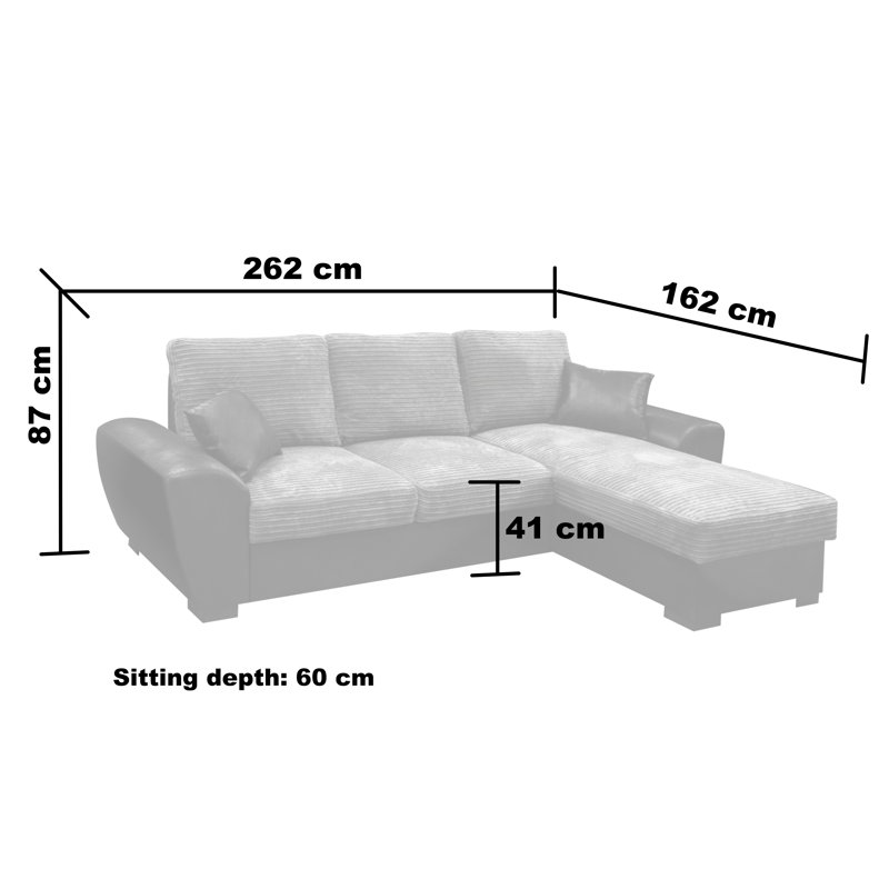 Acee Corner Sofa Bed Jumbo Cord, Brown/Brown