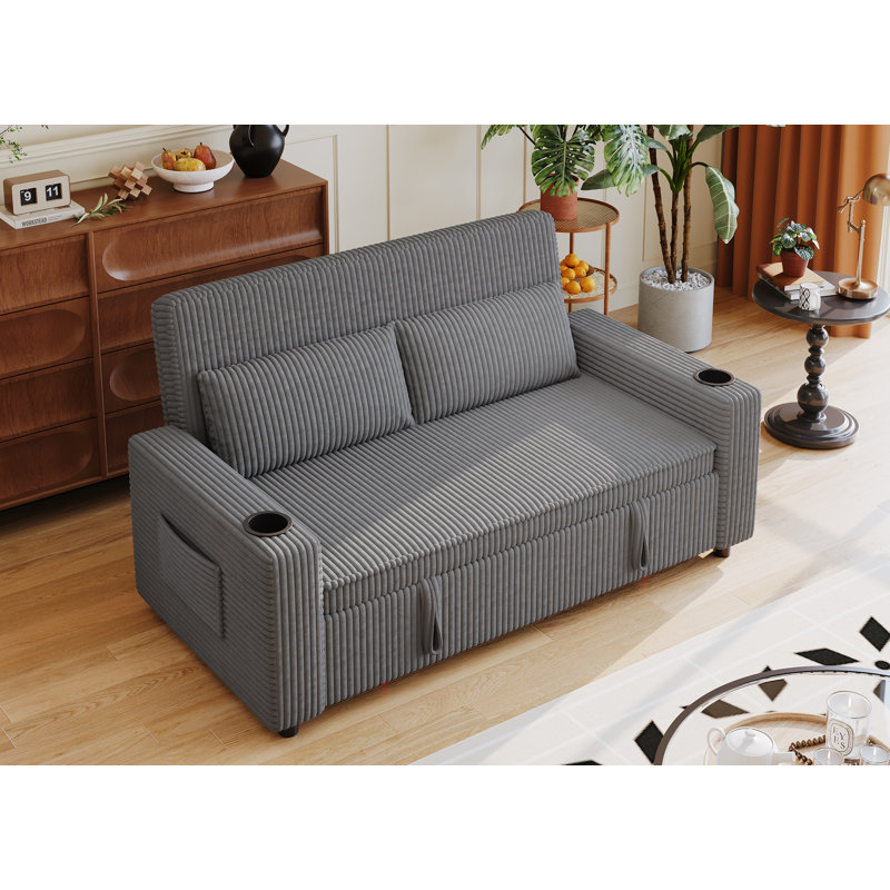 2 Seater Velvet Sofa Bed, Grey