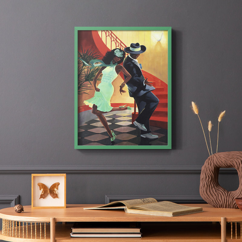 «Night Out IV», reproduction encadrée - bois massif, Vert, H 10 po x l 8 po