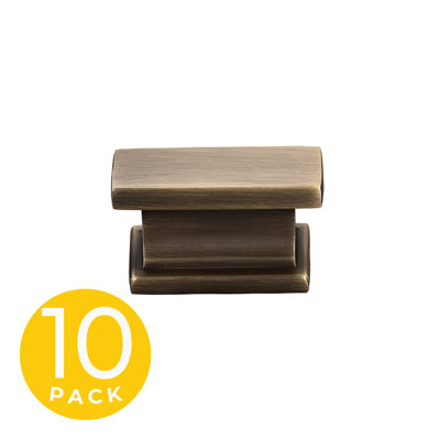 Hexa Series 1 in. Modern Medium Aged Bronze Rectangle Cabinet Knob (10-Pack)