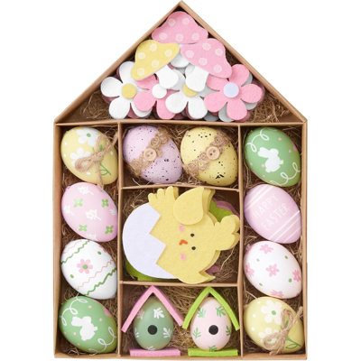  40Pcs Easter Eggs Tree Ornaments, 2" Pastel Pink Green Plastic Easter Egg Bulk Tree Decoration, Shatterproof Decorative Hanging Egg for Easter Decorations Spring Holiday Party Decor