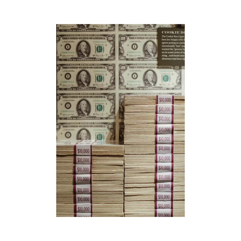 Prints Of Money At The Mob Museum, Las Vegas, Nevada. USA by Julien McRoberts - Wrapped Canvas Print