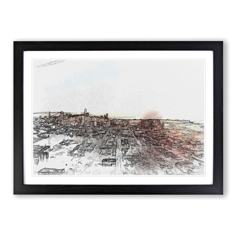 San Francisco California Skyline in Abstract - Picture Frame Graphic Art Print, 35cm H x 50cm W x 2cm D, Black