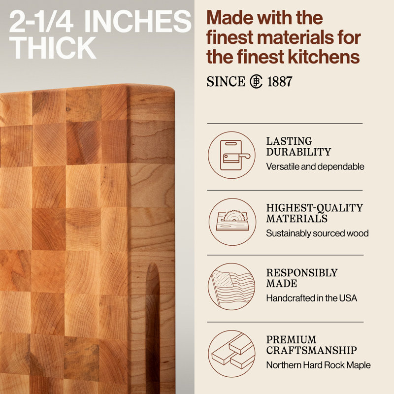 John Boos Chinese Chopping Block 2.25" End Grain Reversible, 18" L x 18" W, Maple