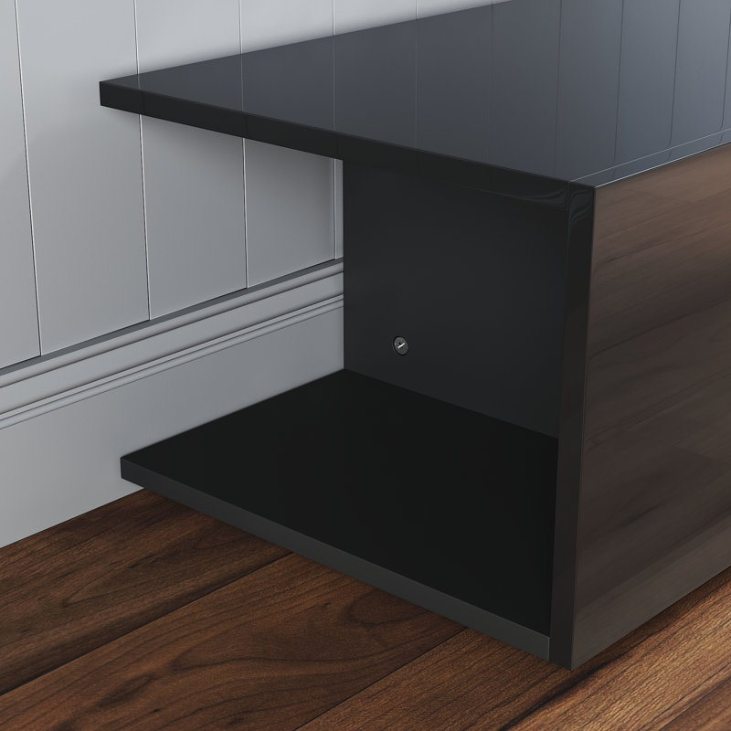 RGB Ambient Lighting TV cabinet, with leveling feet, 30cmH x 180cmL x 39cmW, Black