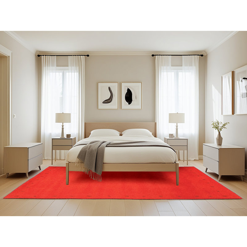 Tapis de zone orange contemporaine, Rectangle 5 pi x 8 pi