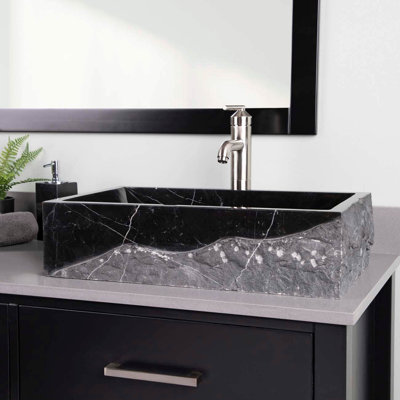 Chevington Iseo 22 Inch Marble Rectangular Vessel Sink 13.78 " Marble Rectangular Bathroom Sink
