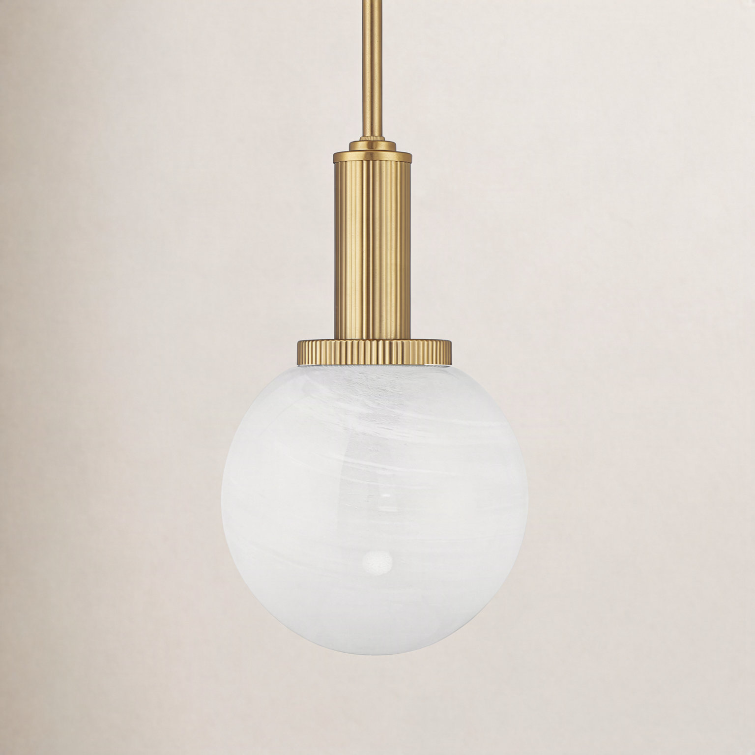 Claudette Dimmable Single Light Pendant, Brass