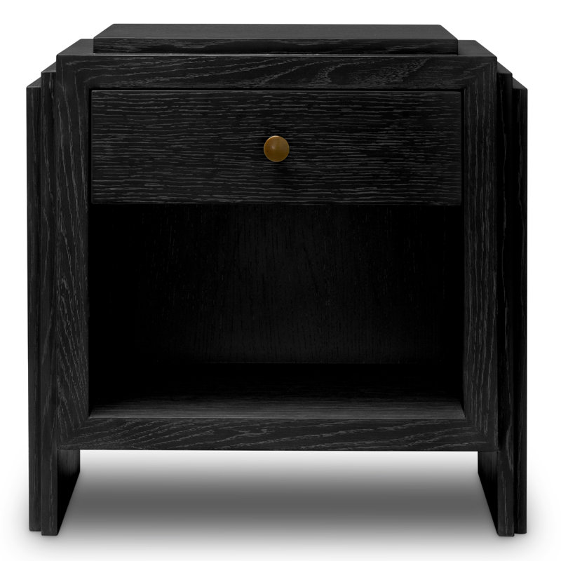 ArtDeco 1 - Drawer Nightstand, Charcoal Gray Oak